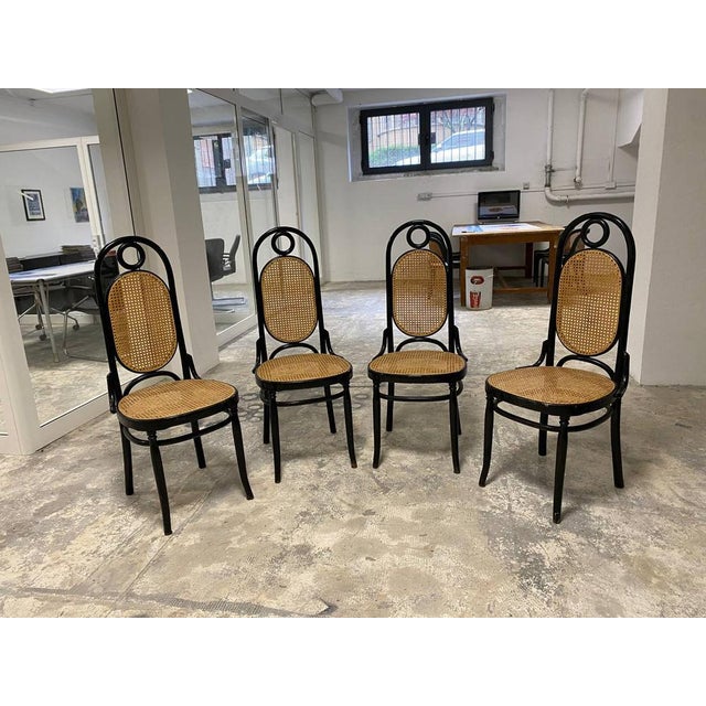 Vintage Chairs in Curved Beech with Vienna Straw Seat, 1980s, Set of 4 For Sale - Image 10 of 10