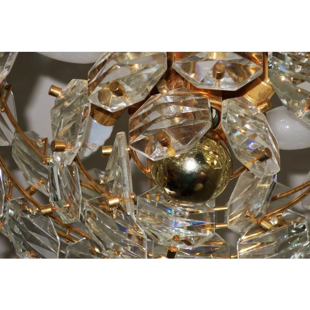 Gold-Plated Brass and Faceted Glass Chandelier from Kinkeldey, 1960s For Sale - Image 9 of 12