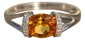 The Ailish: Ladies Contemporary 14K Citrine and Diamond Ring
