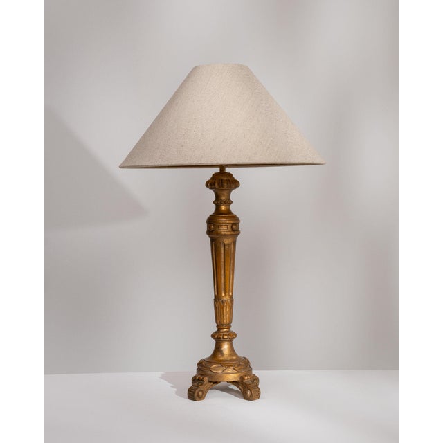 Gold 19th Century France Gold Carved Giltwood Floor Lamp For Sale - Image 8 of 11