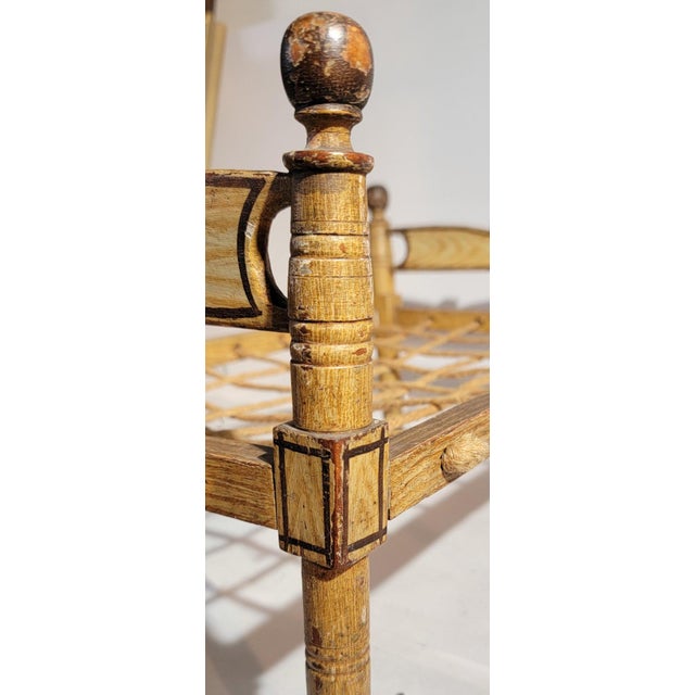 Folk Art 19th Century Original Painted Doll Bed From Pennsylvania For Sale - Image 3 of 7