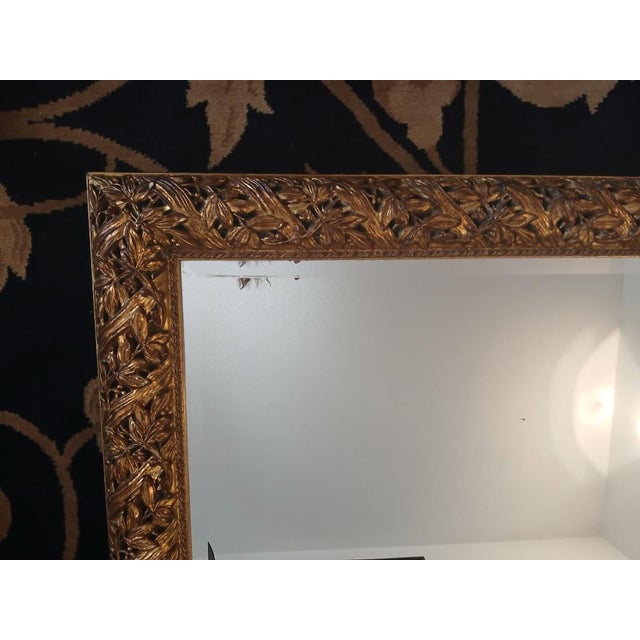 Brass Vintage LaBarge Italian Gilded Carved Wooden Wall Mirror For Sale - Image 8 of 8