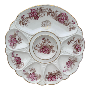 19th Century Minton Pink Flowers Oyster Plate