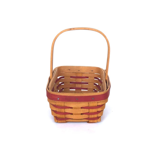 1990s Vintage Handwoven Wooden Longaberger Basket For Sale - Image 5 of 11