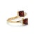 Contemporary 18k Yellow Gold Plated Two-Stone Princess Cut Garnet & Cz Bypass Ring Us 7 For Sale - Image 3 of 3