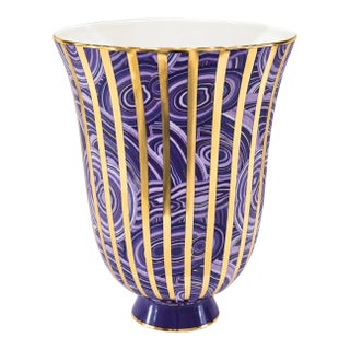 2015 Jonathan Adler Grand Purple Malachite Stripe Urn Vase For Sale