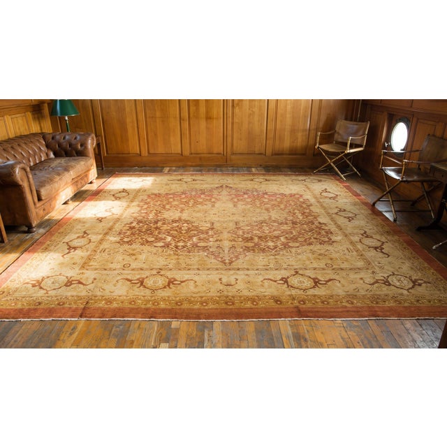 Artistic Warm Neutral Mahogany Brown Field With Medallion Design Antique Indian Agra Rug For Sale - Image 15 of 15