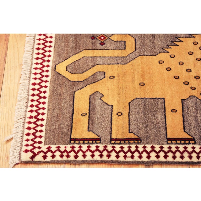 Nazmiyal Collection Vintage Persian Lion Gabbeh Rug 2 Ft X 3 Ft For Sale In New York - Image 6 of 7
