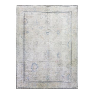 Gray Modern Turkish Oushak Handmade Floral Designed Oversize Wool Rug For Sale