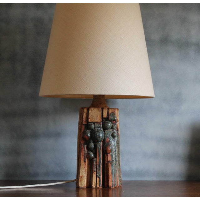 Green Brutalist Ceramic Table Lamp by Bernard Rooke, 1970s For Sale - Image 8 of 11