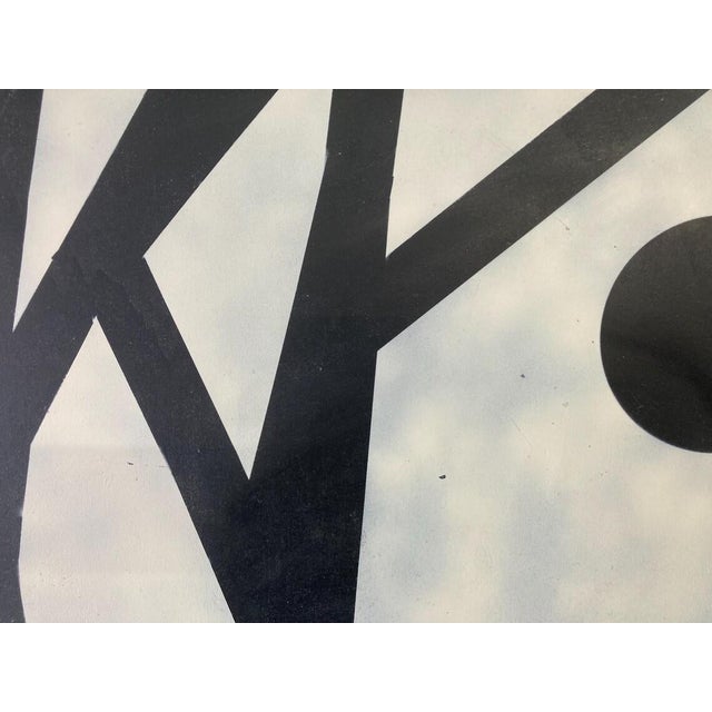 Textile Mid Century Vintage Signed Abstract Black on White Painting For Sale - Image 7 of 9