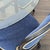 Elegant 5-Piece Dining Set With Glass Table and Blue Upholstered Chairs For Sale - Image 15 of 16