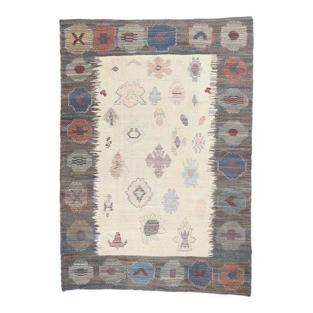 Vintage Turkish Tribal Kilim Rug - 10'02 X 14'02 For Sale