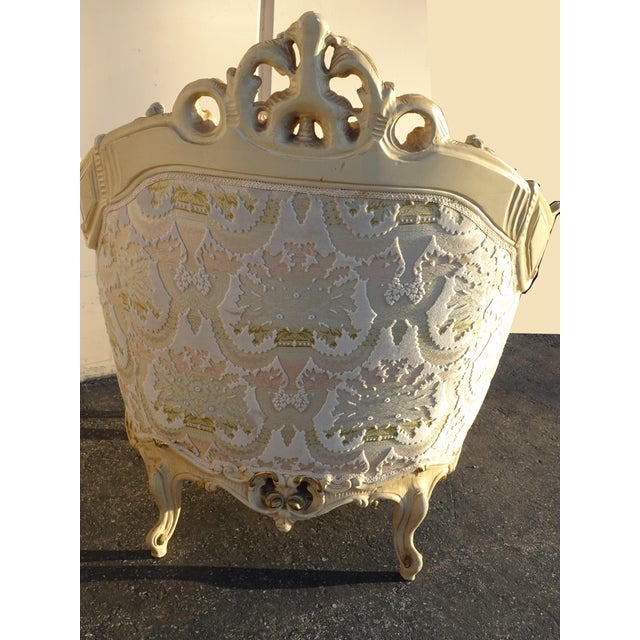 Gold Pair Antique French Louis XVI Italian Rococo Baroque Chairs Down Cushion For Sale - Image 8 of 10