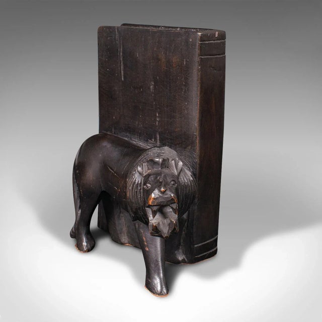 1900's Pair of Antique Carved Lion Bookends For Sale - Image 6 of 11