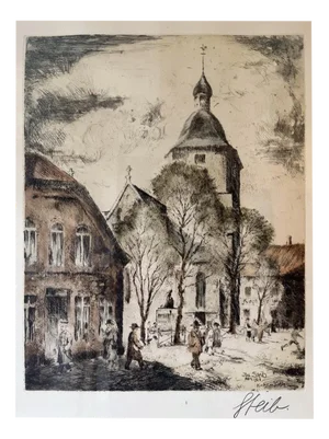 Josef Steib, Kirche in Vechta, 1928, Etching