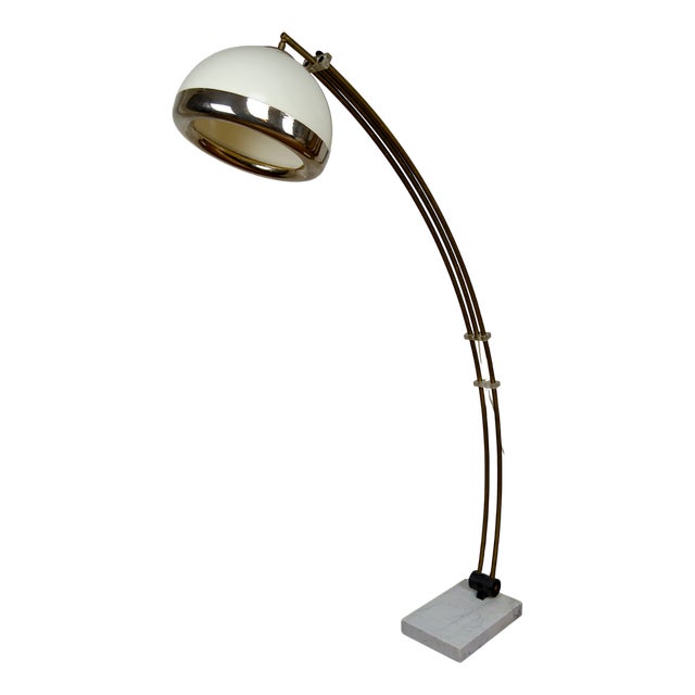 Adjustable Arc Floor Lamp in Marble, Brass and Acrylic Glass, Italy, 1970s For Sale