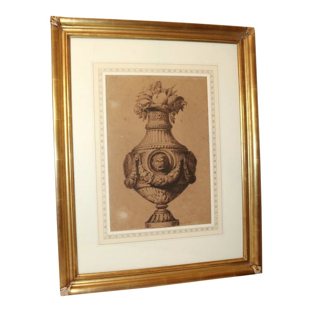 Antique Original 18th Century Figural Garniture Ornamental Urn Planter Painting For Sale