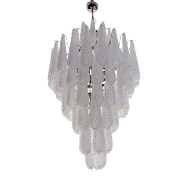 Murano Glass Pendant Light with White Teardrop from Justfurnituress SRL For Sale - Image 6 of 12