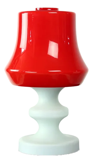 Red & White Opaline Glass Table Lamp by Stefan Tabery for Opp Jihlava, 1960s