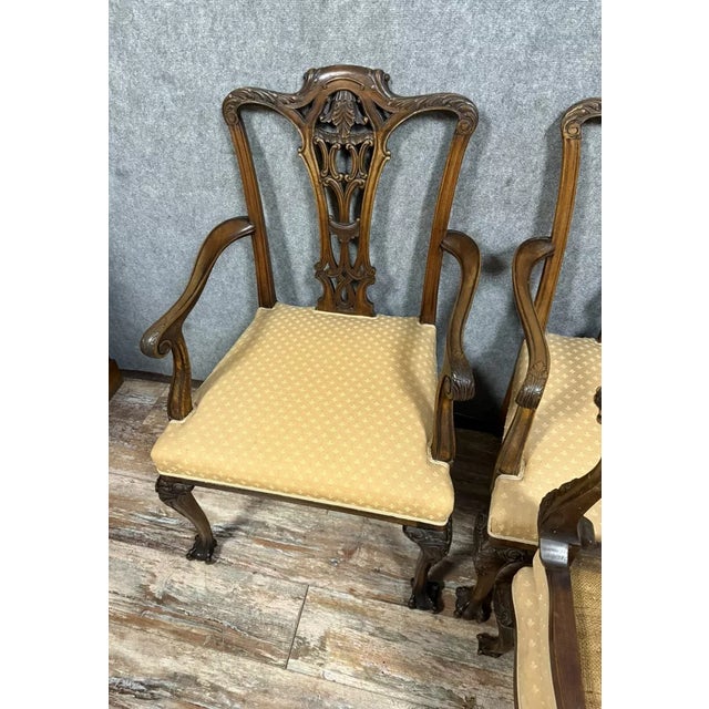 English Mahogany Armchairs and Ottomans, 1850s, Set of 4 For Sale - Image 5 of 8