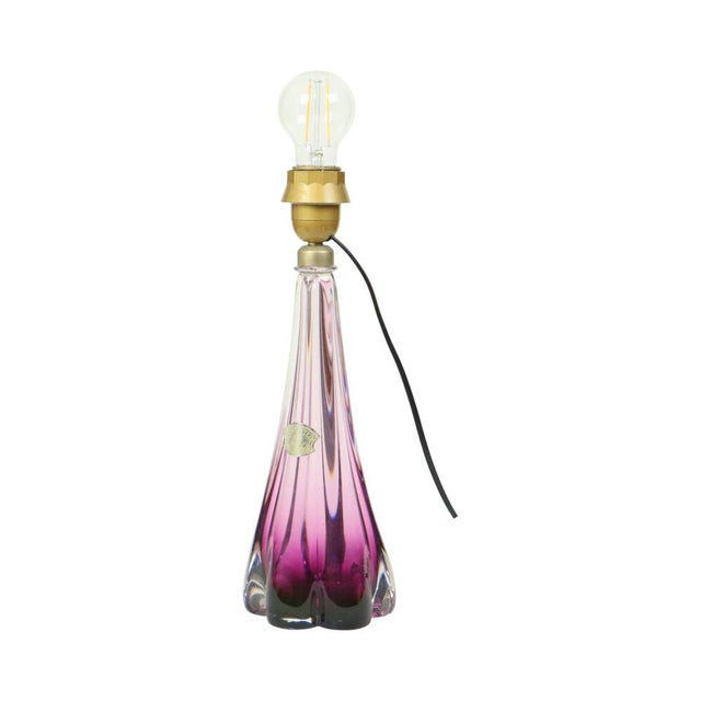 Purple Crystal Table Lamp from Val Saint Lambert, 1960s For Sale - Image 4 of 14