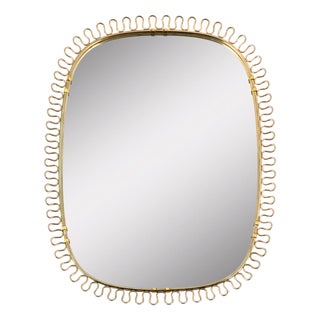 Wall Mirror with Brass Loop Frame by Josef Frank for Svenskt Tenn, Sweden, 1960s For Sale