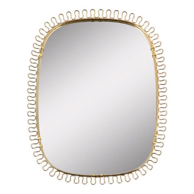 Wall Mirror with Brass Loop Frame by Josef Frank for Svenskt Tenn, Sweden, 1960s For Sale