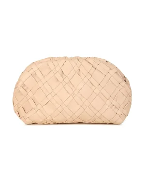 Rafe Woven Leather Aya Frame Clutch, Buff