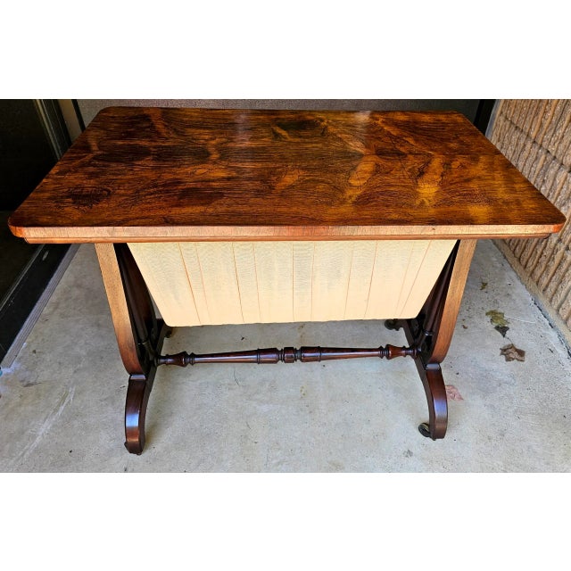 Early 19th Century Antique 1830's English Rosewood Sewing Table For Sale - Image 5 of 10