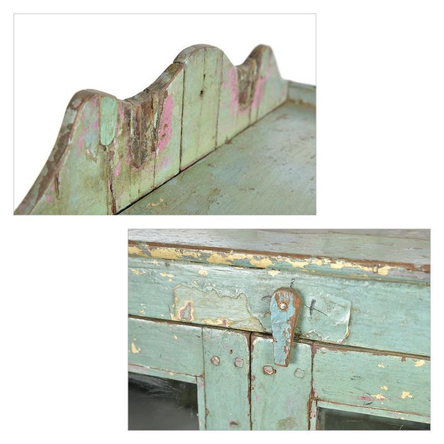 Wooden Display Case with Blue Patina For Sale - Image 5 of 8