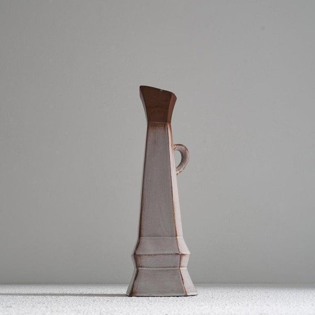 Cubist Studio Pottery Pitcher Vase, 1950s For Sale - Image 13 of 15