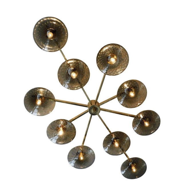 Fabio Ltd 21st Century Dieci Polished Brass Smoky Bubbles Murano Flush Mount by Fabio LTD For Sale - Image 4 of 6