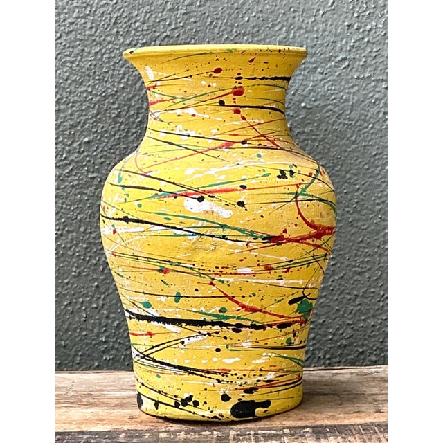 Ceramic Vintage Splatter Paint Ceramic Vase For Sale - Image 7 of 16
