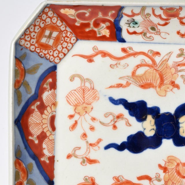 Blue Antique Japanese Imari Rectangular Porcelain Dish, 1890s For Sale - Image 8 of 9