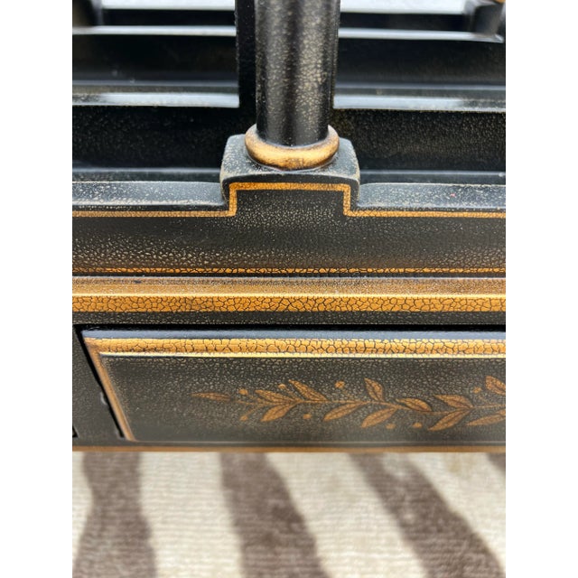 Black Vintage Maitland-Smith Style Ebony and Gilt Wood Canterbury For Sale - Image 8 of 12