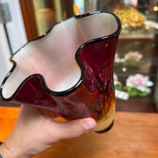Micheal Nourot Red Satin Series Art Glass Vase For Sale - Image 10 of 12