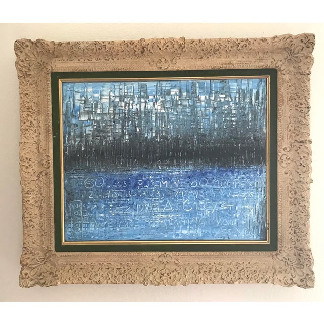 2010s "Data City" Abstract Composition Acrylic Painting Signed Norman, Framed For Sale - Image 10 of 10