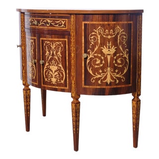 Louis XVI Style Inlaid Wooden Half-Moon Sideboard, 1950s For Sale