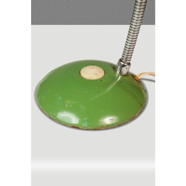 Mid-Century Modern Industrial Patinaed Adjustable Height Desk Table Lamp in Army Green, C. 1960s For Sale - Image 15 of 16