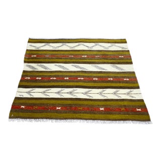 1960s Traditional Green Striped Kilim For Sale