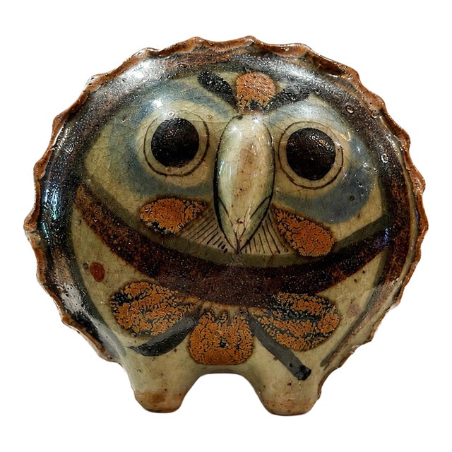 Attributed to Jorge Wilmot – Signed Tonalá Studio Pottery Owl Sculpture, Mexico, C. 1970s For Sale