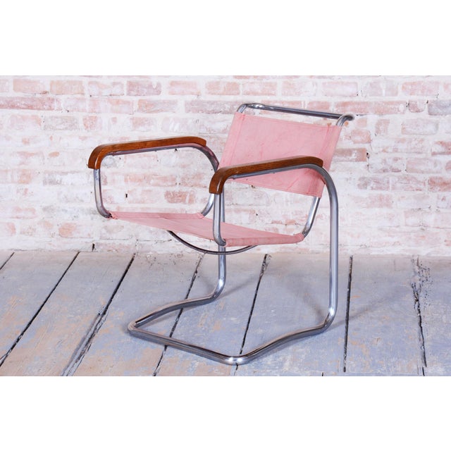 Bauhaus Chair in Beech and Chrome attributed to J. Halabala for Up Zavody, Beech, Chrome, Czech, 1930s For Sale - Image 10 of 12