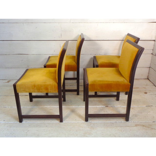 Chairs in Beech and Gold Silk Velvet, 1980s, Set of 4 For Sale - Image 3 of 16