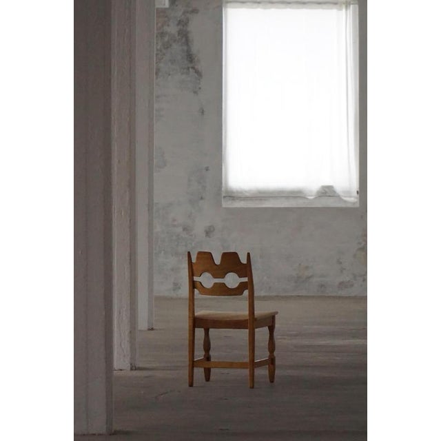 Razorblade Chairs in Oak and Hessian attributed to Danish Henning Kjærnulf, 1960s, Set of 8 For Sale - Image 10 of 18