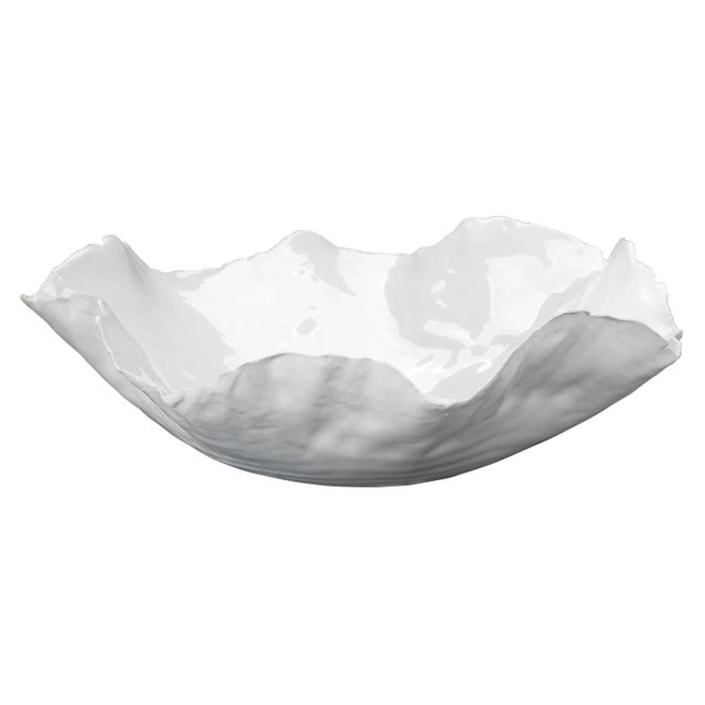 Ceramic Peony Bowl, Large in White For Sale - Image 7 of 7
