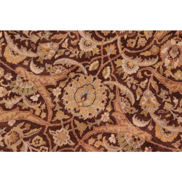 Shabby Chic 1990's Floral Pak-Persian Brown/Tan Wool Rug - 7'11'' X 10'6'' For Sale - Image 4 of 9