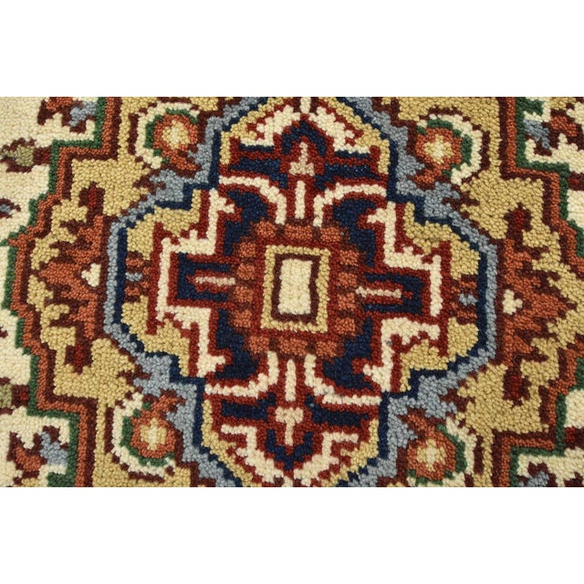 Heriz Runner 2’7” X 9’11” Ivory Wool Tribal Hand-Knotted Oriental Rug For Sale - Image 4 of 14
