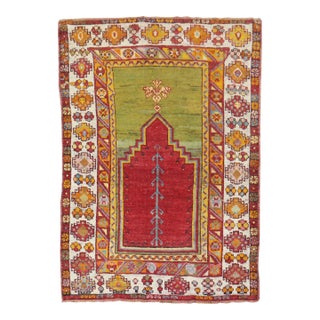 1940s Colorful Turkish Prayer Niche Rug - 3'3" x 5'8" For Sale