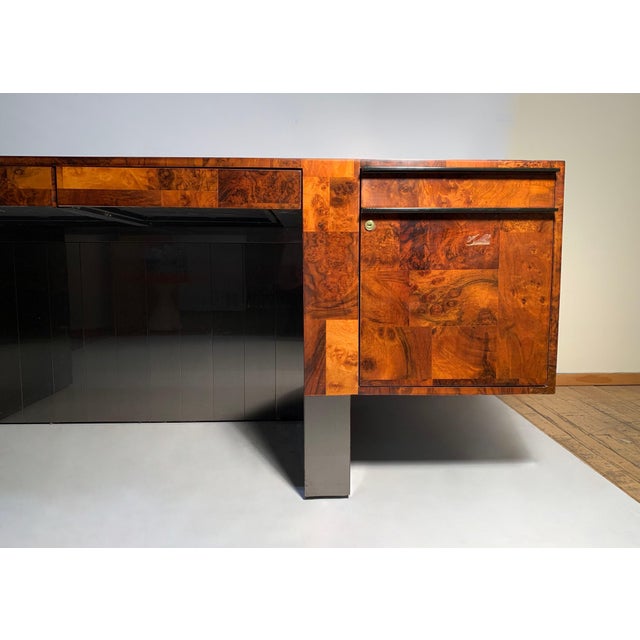 Wood Burl Cityscape Executive Desk By Paul Evans For Sale - Image 7 of 7
